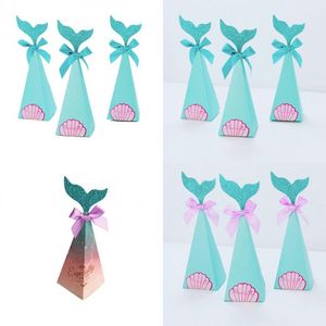 Vertical Mermaid Tail Bowknot Parking Box Paper Piece Gift Wrap Case Candy Container Birthday Treat Party Dessert Decorative 0 45kt C2