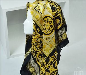 Estilo famoso 100% lenços de seda de mulheres cor sólida ouro ouro preto impressão macio moda xaile mulheres scarf quadrado