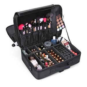 Borse per cosmetici Valigia professionale da donna Scatola per trucco Borsa per trucco Custodia per organizer Custodia con cerniera Borsa grande per articoli da toilette