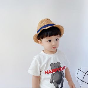 Baby Hat Summer Sun Shade Straw Hat Cute Sun Protection Travel Boys And Girls Little Bear Little Boy Top Hat Wholesale