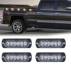 Wholesale branco 6 LED Ultra-fino carro lateral luzes de marcador para caminhões strobe flash lâmpada LED piscando luz de aviso de emergência