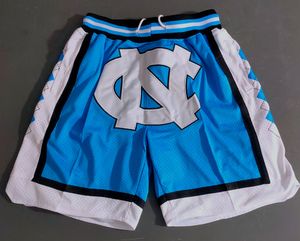 Neue Universität von North Carolina Männer UNC Basketball Shorts Taschenhose Alle genähten S-2xl 2 Farben kostenlos Versand