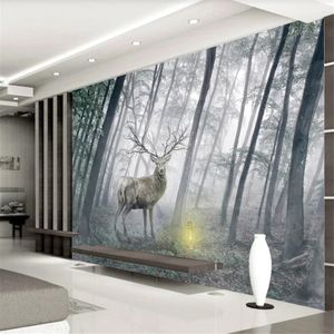 Beställnings- foto tapet Vackra landskap Bakgrundsbilder Modern Minimalistisk Skog Bakgrund Väggpapper Dekorativ målning
