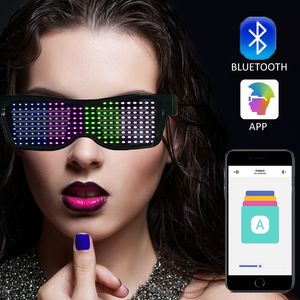 Magic Bluetooth LED Okulary Party Okulary Kontrola aplikacji Luminous Okulary Konfigurowalny Wzór Zaprojektowany DIY Edytuj Wielokolorowy Szybka LED Flash LED