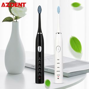 AZ-8 5 modos de Sonic escova de dentes elétrica recarregável USB Waterproof dentes Cleaner 4 cabeças 30S lembrete 2 min Shutdown Black White