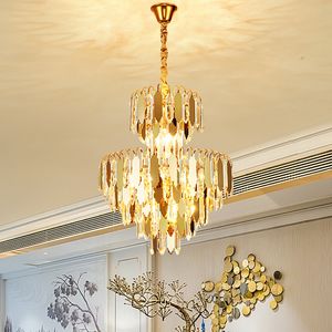 Lampadario moderno a LED Luminoso lusso Superficie a specchio dorato Lampadari di cristallo Luci Apparecchio Sala da pranzo Ristorante Illuminazione per interni domestici