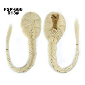 FSP-666 50cm 130g Hårexempel Per jag Capelli Ponytail Pig Tail Simulering Human Hairs Bundlar i 27 färger