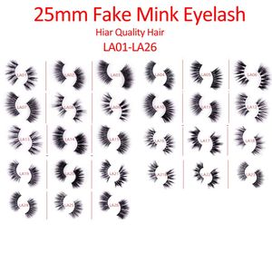 Elp002 Partihandel 25mm 3d Fake Mink Hår Ögonfransar 5D Mink Lashes Packing In Tray Label Makeup Dramatic Long Mink Lashes