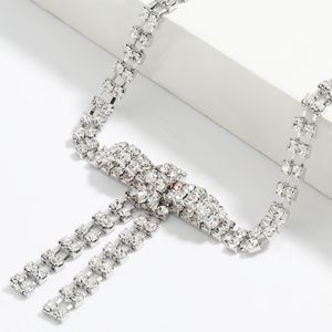 Женщины Choker Ожерелья теннис замороженные цепи бантики кулон воротник ожерелье мода дизайнер Bling Crystal Rhinestone Diamond Свадебные украшения