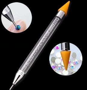 Dual-ended Dotting Pen Rhinestone Studs Picker Wax Pencil Manicure Dekoration Kristallpärlor Hantera Tips Nail Art Tool Pluma Puneadora