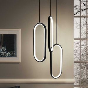 Svart / Vit Färg Modern LED Pendant Lights för vardagsrum Matsal Akryl Aluminium Body LED Pendant lampa Fri frakt