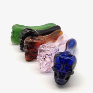 hot Pyrex Oil Burner Pipes Thick skull Smoking Hand spoon Pipe 3.93 inch Tobacco Dry Herb For Silicone Bong Glass Bubbler