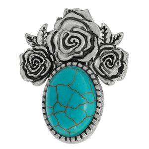 10 sztuk posrebrzany pierścień palcem owalny kształt z różą kwiat zielony turkusowy kamień do biżuterii prezentowej