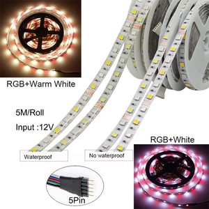 SMD 5050 RGBW/RGBWW Striscia LED DC12V Impermeabile IP65 60led/M Decorazione natalizia Stringa 5m/rotolo