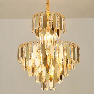 Led Modern Golden Chandeliers Lights Fixture American Stainless Steel Mirror Surfe Crystal Chandelier Home Indor Lighting 직경 50cm