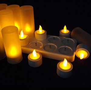12st / set LED flamless candle bröllop hem dekoration ljus uppladdningsbara ljus för julfest