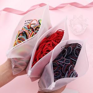 100pcs / Set Çantası kız Sevimli Renkli Elastik için at kuyruğu Tutucu Scrunchie Kafa Moda Saç Aksesuarları Paketli
