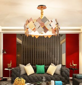 Post-modern personlighet vardagsrum konst LED ljuskrona nordiska atmosfär kreativa rostfritt stål hänge lights villa cafe pendant lampa