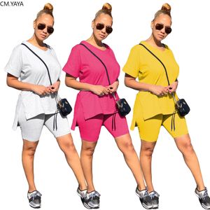 Kvinnor Sätter Summer TrackSuits Leisure Wear T-shirts + Shorts Suit Two Piece Set Club Party Sportswear Street 2 st Outfits GL7301 Y0506