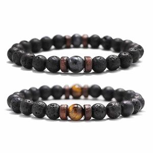 Moda Lawa Kamień Mężczyźni Księgowy Koralik Koralik Chakra Bransoletka Mężczyzna Urok Dyfuzor Bransoletki Heren Armband Biżuteria Prezent