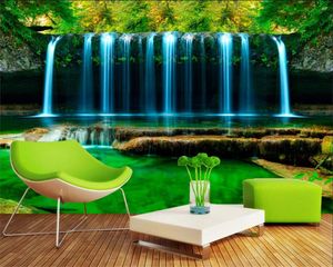 3D風景の壁紙ファンタジーワンダーランド流れる水滝の風景テレビの背景壁の室内装飾3D壁紙