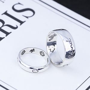 Anello d'amore cieco, occhio d'amore senza paura e uccello, argento sterling 925, tendenza europea e americana, coppia di anelli retrò per uomini e donne