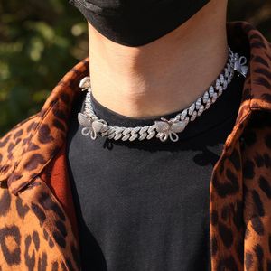 Som diamant män hip hop iced out tennis kedja fjäril halsband hängsmycke lyx koppar kvinnor briljanta kubanska länk smycken 2020 bra