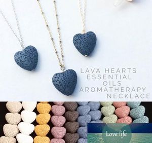 Heart Lava rock Bead Long volcano Necklace Aromatherapy Essential Oil Diffuser Necklaces Black Lava Pendant Jewelry free Factory price expert design Quality