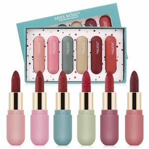 MISS ROSE Set di rossetti a 6 colori Rossetti opachi Idratante a lunga durata Rossetto impermeabile Set per il trucco delle labbra