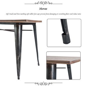 3-5 days Fast TREXM Antique Style Rectangular Dining Table with Metal Legs Distressed Black PP036324DAA216V