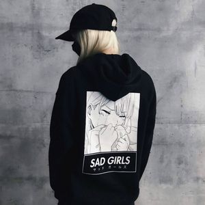 Women Men Hoodie Sweatshirt Otaku Sad Girls Printing Long-sleeved Anime Kpop Clothes Streetwear Oversized
