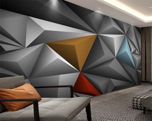 3D Geometrik Duvar Kağıdı Fotoğraf Kağıdı Uzay Renk Avrupa Modern Stereo Poligon HD Dijital Baskı Nem Geçirmez 3d Mural Duvar Kağıdı