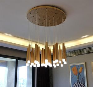 Nordic in legno massello di rovere fiammifero lampadario a led post-moderno soggiorno lampada a sospensione a LED creativo bancone da bar lampada d'arte