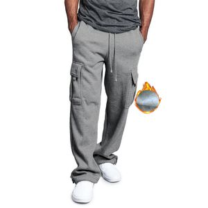 Мужские штаны теплые зимние мужчины мода толстые серые грузы флисовые многонациональные спортивные штаны мужской причинно-следственный тактический Homme Streetwear