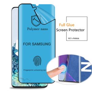 3Dカーブフル粘着接着剤スクリーンプロテクターSamsung Galaxy S24 S23 Ultra S22 Plus S21 Fe S20 Note 20 S10 S8 S9指紋タッチ強化ガラスなし