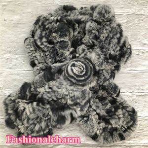 Women's Real Rex /Rabbit Fur Scarf Headbands Handmade Girl Ring Cowl Snood Knitted elastic Scarves Winter Warm Neck Scarf