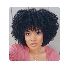 beauty hairstyle short kinky curly natural wig brazilian Hair Simulation human hair kinky curly black wig