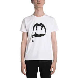 Pamuk T-shirt Yuvarlak Boyun Drooling Ağız Baskı Erkekler Tasarımcı T Shirt Komik T-Shirt Slim Fit Unisex T-shirt