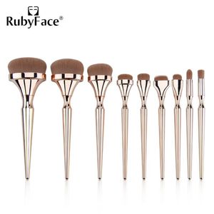 Makeup Brushes Luxury 9st Set med Box Eye Shadow Foundation Powder Lip Make Up Brush Cosmetic Beauty Tool Kit