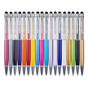 Classical Model Good Quality Metal Barrels Filled Genuine Swarovski Crystal Pen With Stylus Bulk In Stock Crystal Bling Stylus Pen