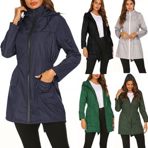 Giacche lunghe da donna Giacca a vento Sport all'aria aperta Cappotto antipioggia da donna Abbigliamento Autunno Felpe sportive ad asciugatura rapida Giacca a vento con cerniera