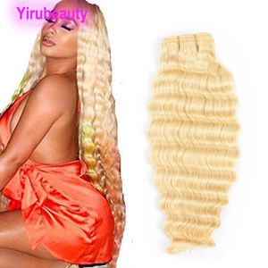 Malaysian Blonde One Bundle 10-28inch Deep Wave Kinky Curly 1 Piece/lot Virgin Hair Extensions 613#