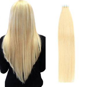 #613 Human Hair Tape In Extensions European Natural Seamless PU Skin Weft 16-24 Inch Blonde 100% Remy Hair 20pcs Double Side Tape