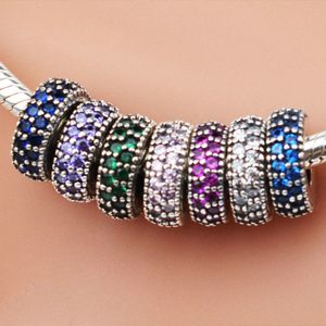 EDELL Authentic 925 Sterling Silver Beads Multicolor spacers Spacer Fits European Pandora Style Jewelry Bracelets & Necklace Birthday Gift1