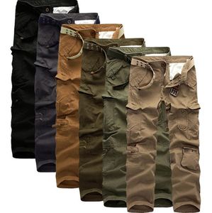 Calças dos homens Moda Casual Carga Pants Cotton bolso militares externas Joggers soltos Baggy Trousers homem Roupa Plus Size 40