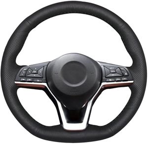 DIY Car Steering Wheel Cover para 2017-2021 Nissan Rogue X-Trail / 2018-2020 FOLHA Kicks / 2019-2021 Altima / 2020 Sentra Versa couro genuíno