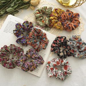 Цветочные волос Scrunchies Flower Printed Hairband волос Галстуки Женщины Девушки хвостик Holder Летние аксессуары для волос Vintage 10 образцов