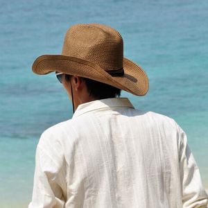 Мужской Унисекс Для Summer Sun Hat Floppy Складного Человека мужского пояс Солома пляж ВС лето Hat широкие поля для Hat Мужчины