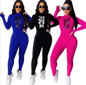 Plus w rozmiarze 2x jesień zima Kobiety Długie rękawie Jumpsuits moda Rompers seksowne chude body swobodne stałe kolorystyki nocne klub noszenia 3833