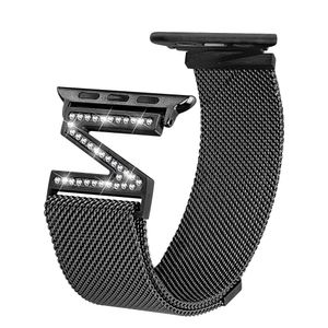 Milanese Döngü Bilezik Elmas Elmas Kayışı Apple Watch Band 49mm 45mm 41mm 44mm Iwatch Serisi Ultra 8/7/6 Paslanmaz Çelik Kayış Kadınlar